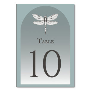 Teal Dragonfly Wedding Table Number