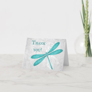 Teal Dragonfly Wedding Thank You Cards