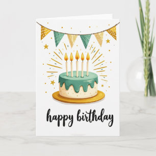 Teal Drip Cake Birthday Card