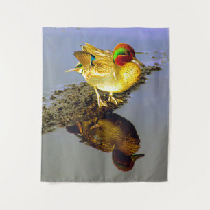 Teal Duck Wall Tapestry
