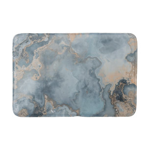 Teal Dusty Blue Grey Beige Contemporary Bath Mat