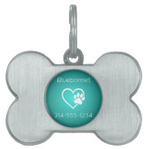 Teal Eat Play Love Custom Dog Name ID Tag