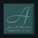 Teal & Ecru Monogram • Save the Date Magnet<br><div class="desc">Teal & Ecru Monogram
 Save the Date / Wedding Announcement Magnet.</div>