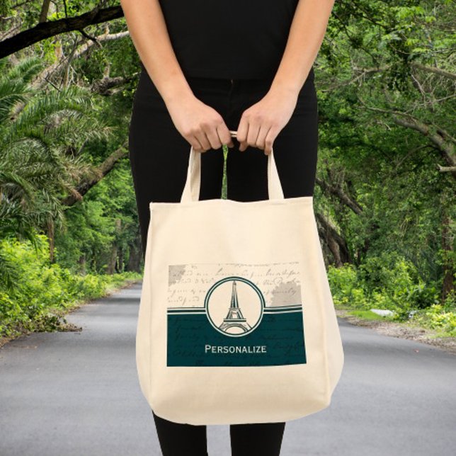 Teal Eiffel Tower Totebag Tote Bag (Teal Eiffel Tower Tote Bag)
