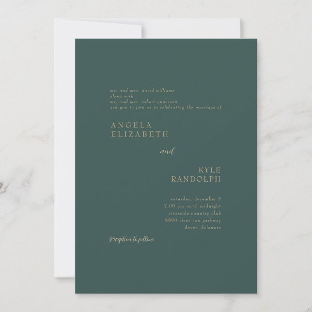 Teal Elegance in Motion Wedding Invitation (Front)