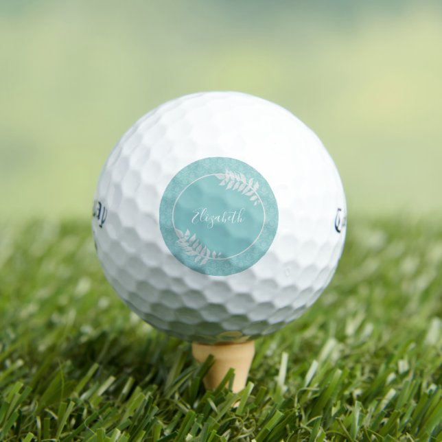 Teal Elegant Damask Golf Balls (Insitu Tee)