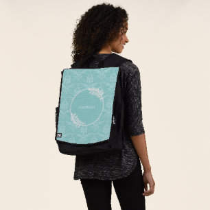 Teal Elegant Damask Personalised Backpack