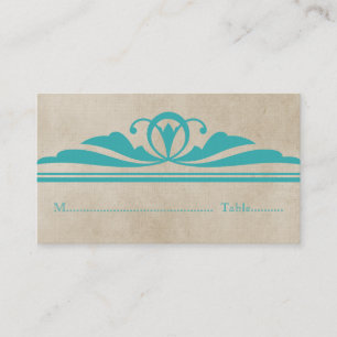 Teal Elegant Deco Place Card