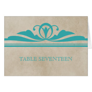Teal Elegant Deco Table Number Card