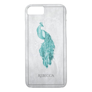 Teal Elegant Peacock Personalised Case-Mate iPhone Case