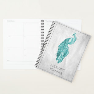 Teal Elegant Peacock Planner
