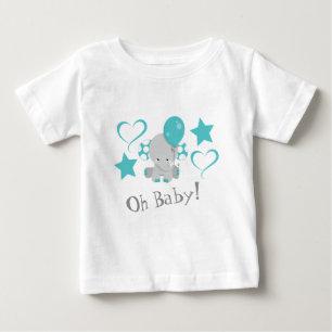 Teal Elephant Balloon Oh Baby T-Shirt