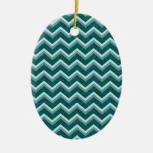 Teal Embossed Foil Ceramic Tree Decoration