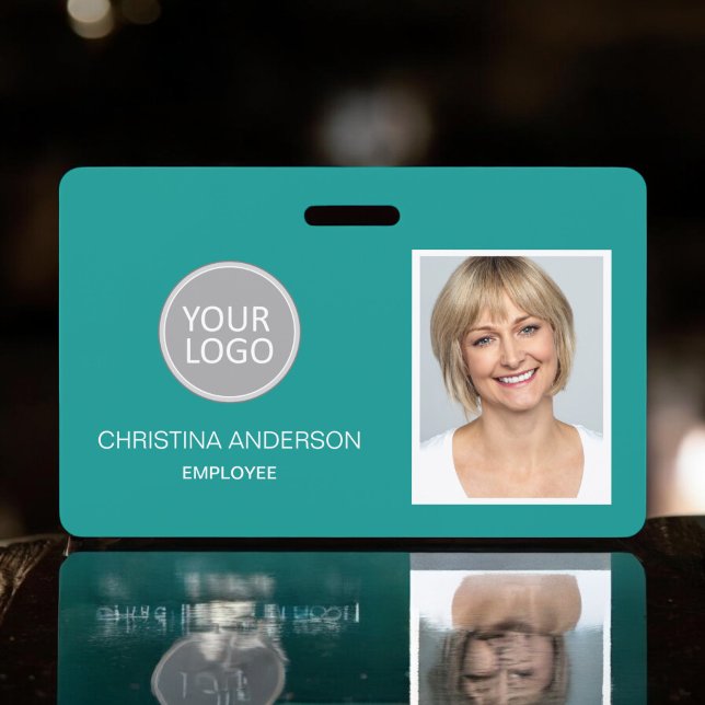 Teal Employee Name Logo Photo Corporate Work ID Badge (Creator Uploaded)