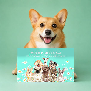 Teal Enrichment Coach Watercolor Dog Business Card