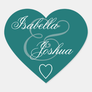 Teal Envelope Seal Wedding Heart V15