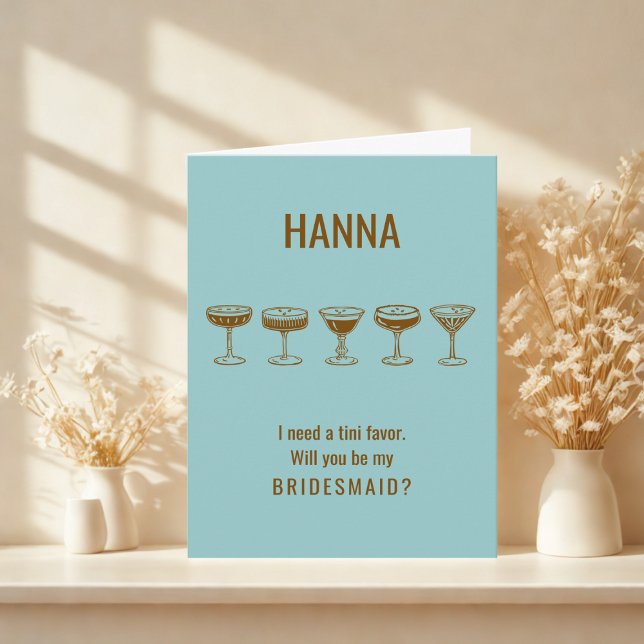 Teal Espresso Martini Will You Be My Bridesmaid?  Invitation (Creator Uploaded)