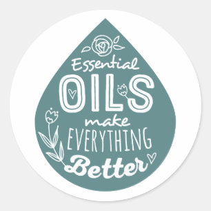 Teal Essential Oil Drop Classic Round Sticker