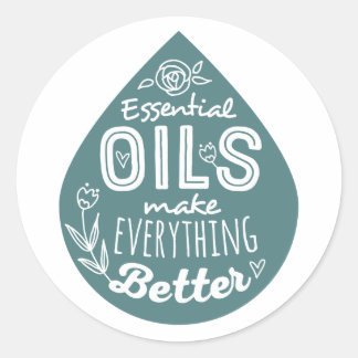 Teal Essential Oil Drop Classic Round Sticker