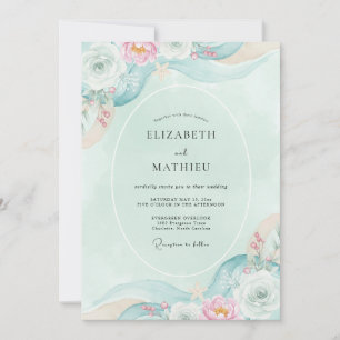 Teal Ethereal Flora Wedding Invitation