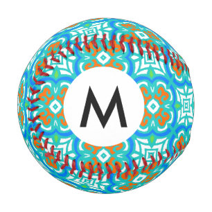 Teal Ethnic Pattern Baseball