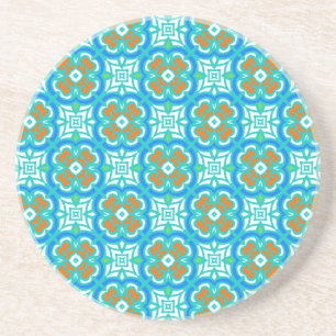 Teal Ethnic Pattern Coaster