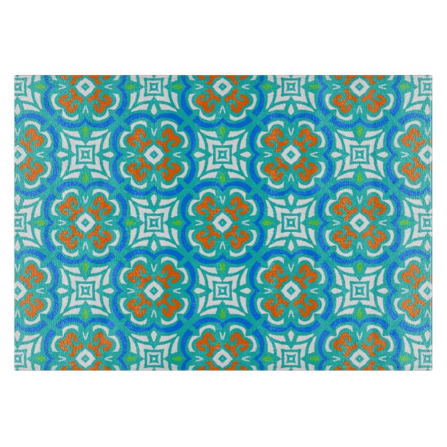 Teal Ethnic Pattern Cutting Board (Front)