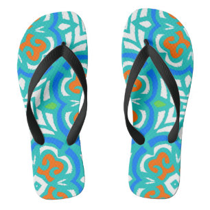 Teal Ethnic Pattern Jandals