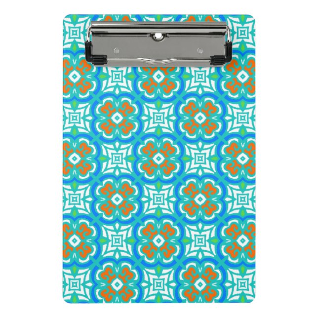 Teal Ethnic Pattern Mini Clipboard (Front)