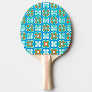 Teal Ethnic Pattern Ping Pong Paddle