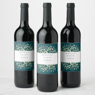 Teal Eucalyptus Together Forever Wedding Wine Label