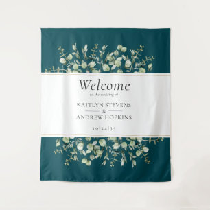 Teal Eucalyptus Wedding Welcome  Tapestry