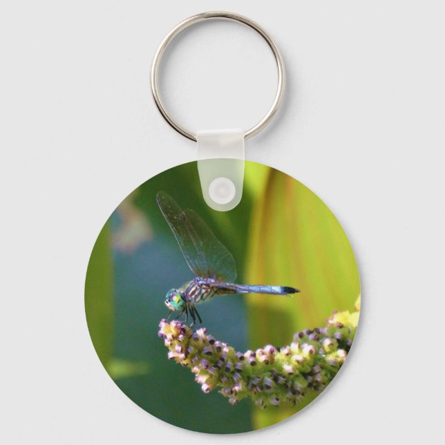 Teal eyed Dragonfly Key Ring (Front)