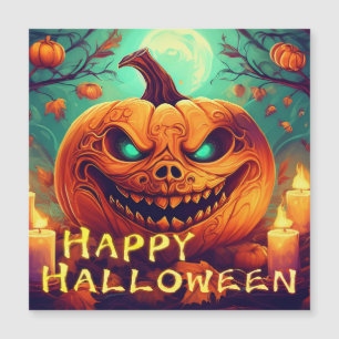Teal-Eyed Pumpkin Candles Full Moon Halloween