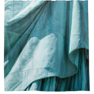 Teal fabric cover shower curtain