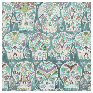 Teal Fade CARPE DIEM SKULLS Sugar Skull Fabric