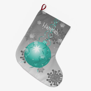 Teal Fancy Christmas Ornament Stocking