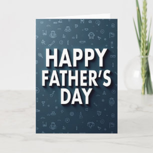 Teal Fathers Day Icons Card