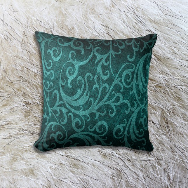 Teal Faux Embossed Swirl Leather Cushion (Creator Uploaded)