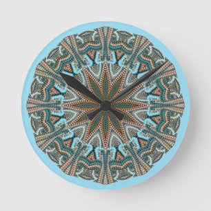 Teal Faux-knit Design Round Clock