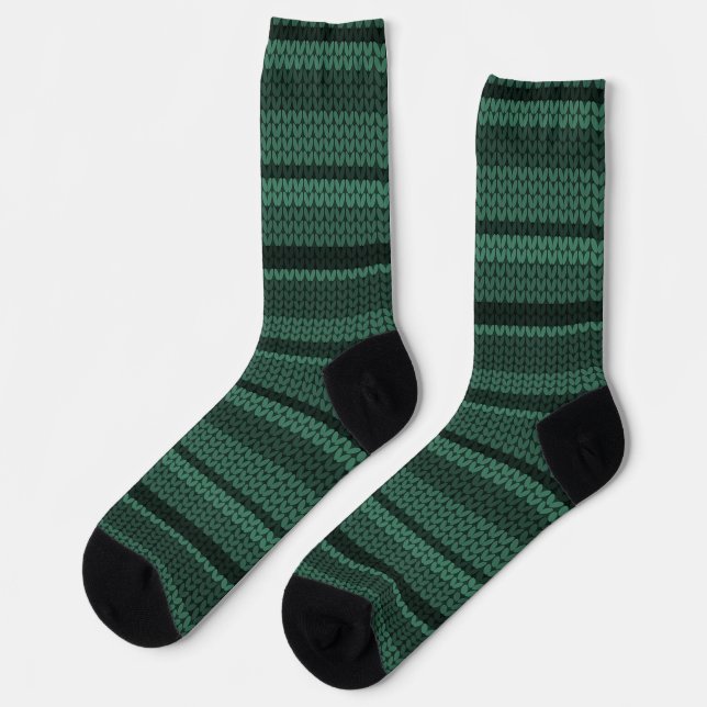 Teal faux knitted pattern socks (Left)