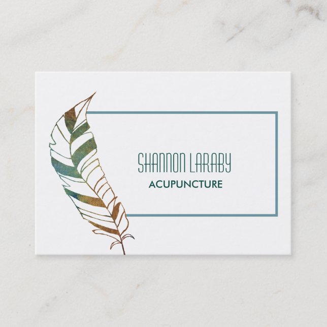 Teal Feather Business Card (Front)