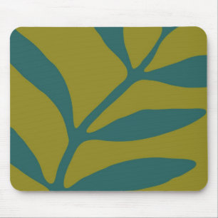 Teal Fern on Slate Mouse Pad