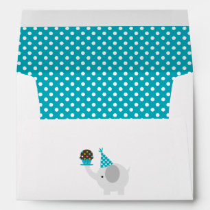 Teal Festive Birthday Elephant Envelope