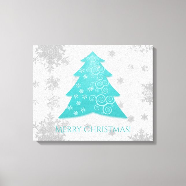 Teal Festive Christmas Tree Canvas Print (Front)