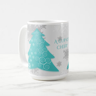 Teal Festive Christmas Tree Coffee Mug