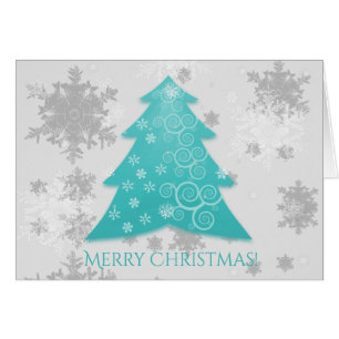 Teal Festive Christmas Tree Greeting Card