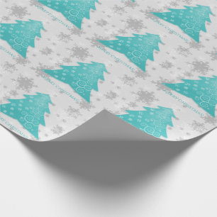 Teal Festive Christmas Tree Wrapping Paper