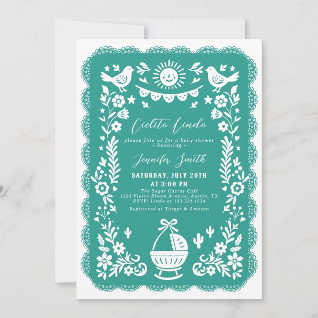 Teal Fiesta Cielito Lindo Baby Shower Invitation (Front)