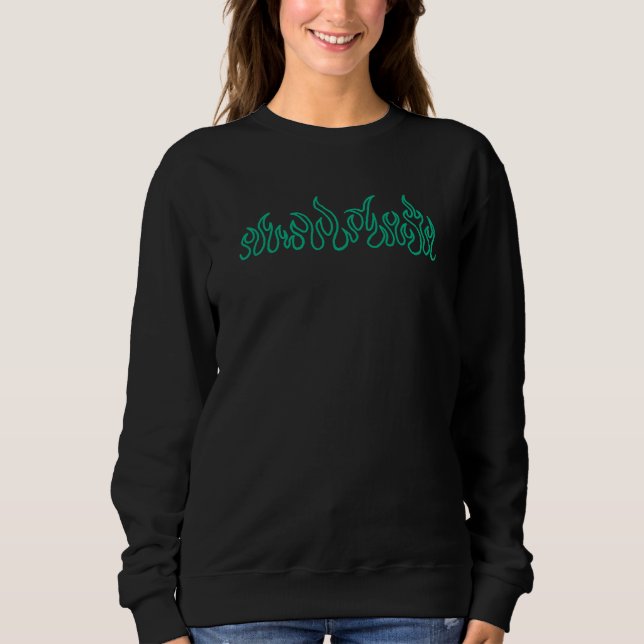 Teal Fire Flames Blaze Outline Sweatshirt (Front)